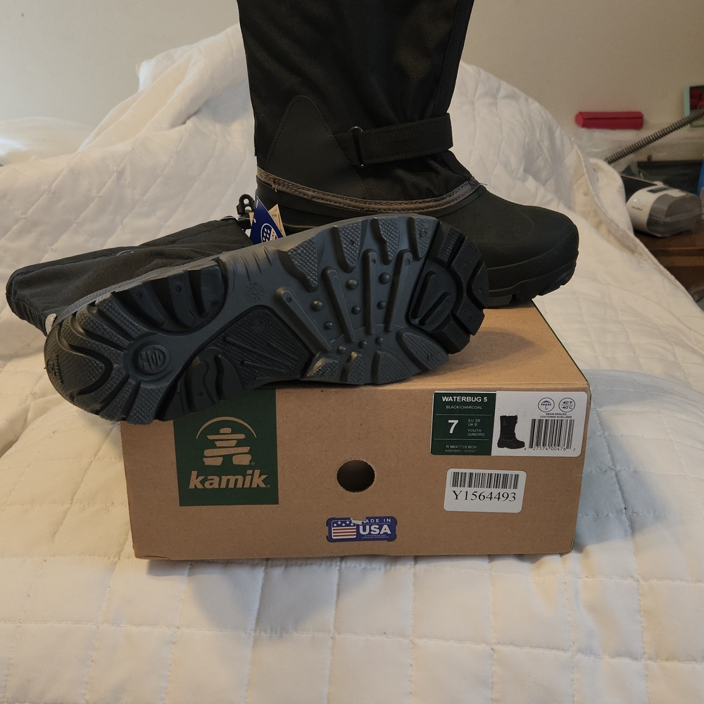 Kamik Black and Gray Kids Snow Boots - Picture 2 of 6